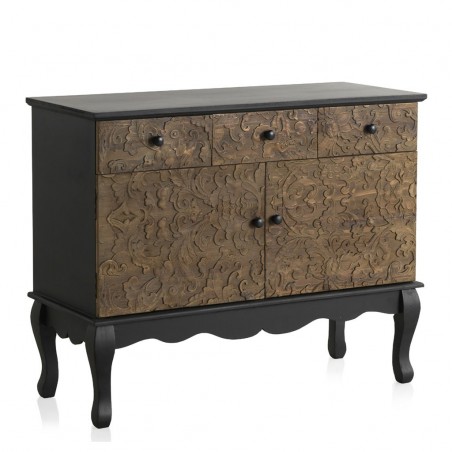 Aparador  97x40x78h frentes de madera tallada