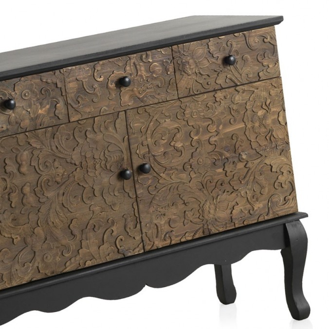 Aparador  97x40x78h frentes de madera tallada