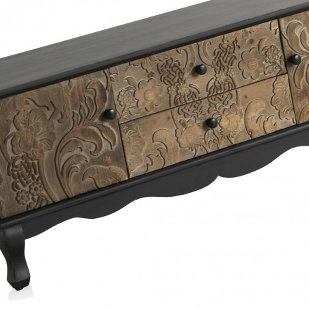 Mueble TV 118x40x46h frentes de madera tallada