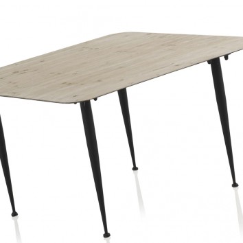 Mesa centro 80x80x46h madera de abeto y hierro 2