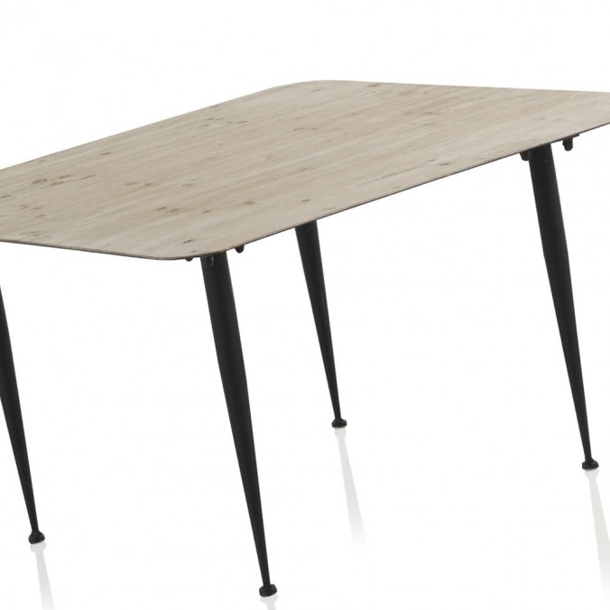 Mesa centro 80x80x46h madera de abeto y hierro