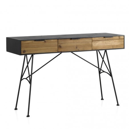 Consola estilo industrial 122x40x74h hierro y madera