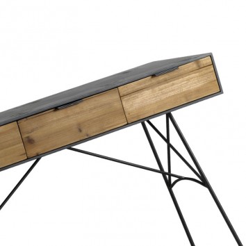 Consola estilo industrial 122x40x74h hierro y madera 2