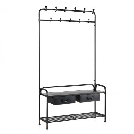 Perchero de pie con cajones estilo industrial 104x35x185h
