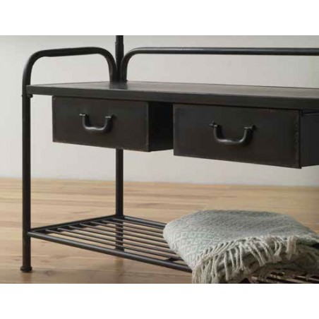 Perchero de pie con cajones estilo industrial 104x35x185h