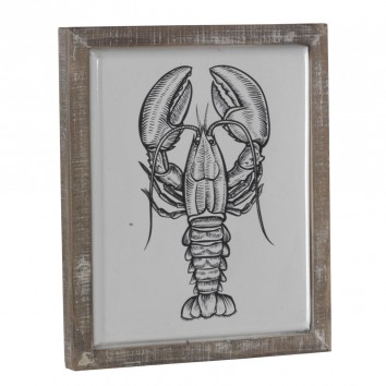 Cuadro vintage bogavante 31x41cm metal esmaltado