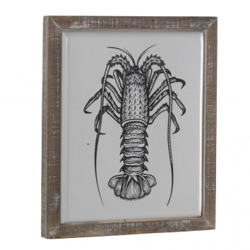Cuadro vintage langosta 35x41cm metal esmaltado