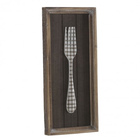 Cuadro de madera vintage tenedor 23x51cm