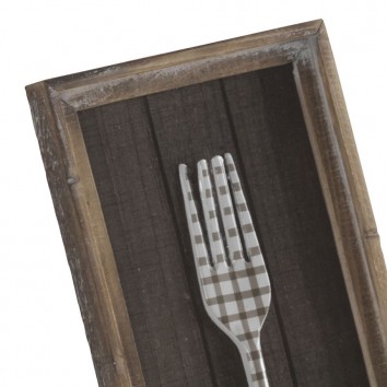 Cuadro de madera vintage tenedor 23x51cm 2