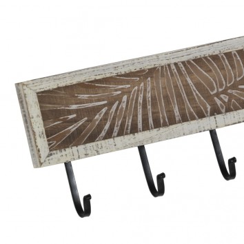 Set 2 percha de pared 5 ganchos 62x22cm decorado hojas 2