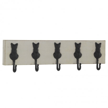 Set 2 perchas pared vintage 5 gatos 60x16cm