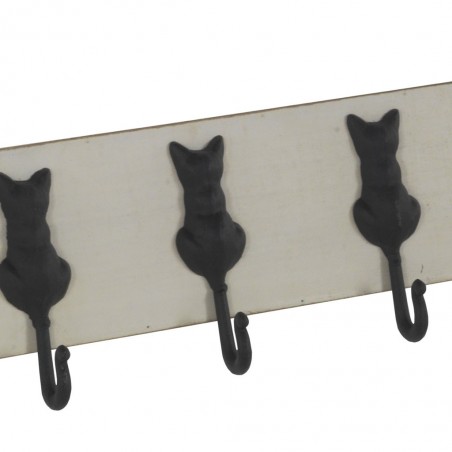 Set 2 perchas pared vintage 5 gatos 60x16cm