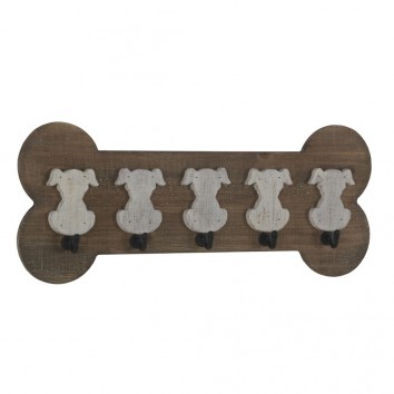 Set 2 perchas pared vintage 5 perritos 62x24cm
