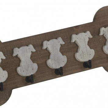 Set 2 perchas pared vintage 5 perritos 62x24cm 2