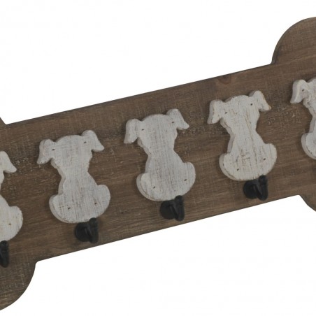 Set 2 perchas pared vintage 5 perritos 62x24cm