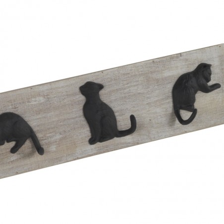 Percha pared vintage 4 gatos 80x15cm