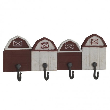 Set 2 perchas pared vintage 4 casitas 50x20cm