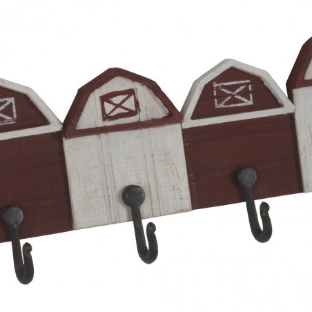 Set 2 perchas pared vintage 4 casitas 50x20cm