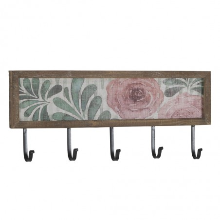 Set 2 perchas pared con flores vintage 60x25cm