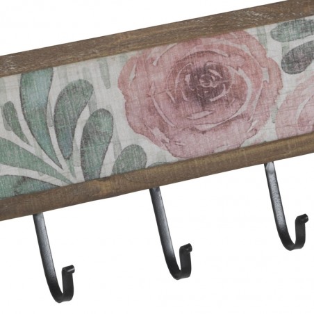 Set 2 perchas pared con flores vintage 60x25cm