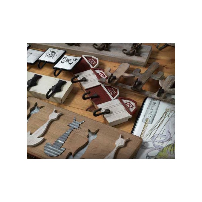 Set 2 perchas pared metal envejecido 60x20cm Set 2 perchas pared metal envejecido 60x20cm