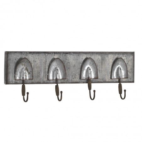 Set 2 perchas pared metal envejecido 60x20cm