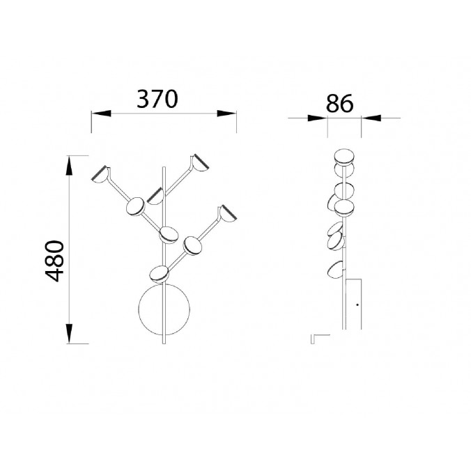 Lámpara aplique de pared ADN 8 luces LED