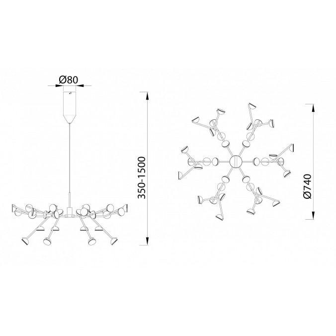 Lámpara de techo altura regulable ADN 36 luces LED Lámpara de techo altura regulable ADN 36 luces LED