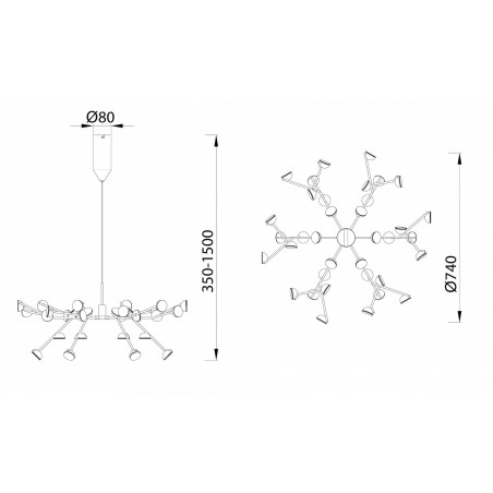 Lámpara de techo altura regulable ADN 36 luces LED