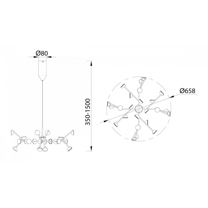 Lámpara de techo altura regulable ADN 24 luces LED Lámpara de techo altura regulable ADN 24 luces LED
