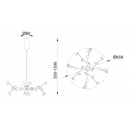 Lámpara de techo altura regulable ADN 24 luces LED