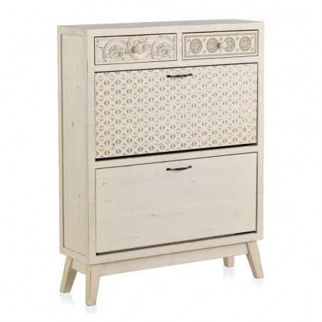 Zapatero retro 81x24x105h madera abeto tallado.