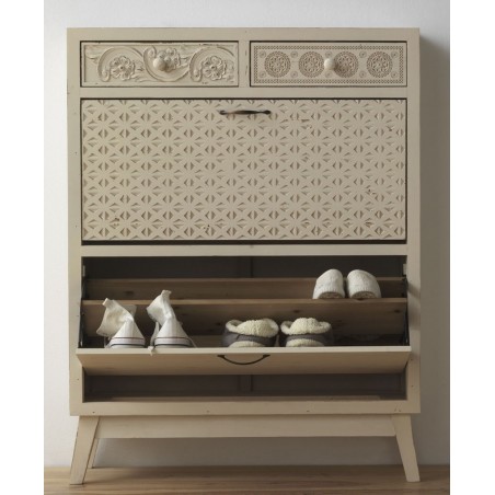 Zapatero retro 81x24x105h madera abeto tallado.