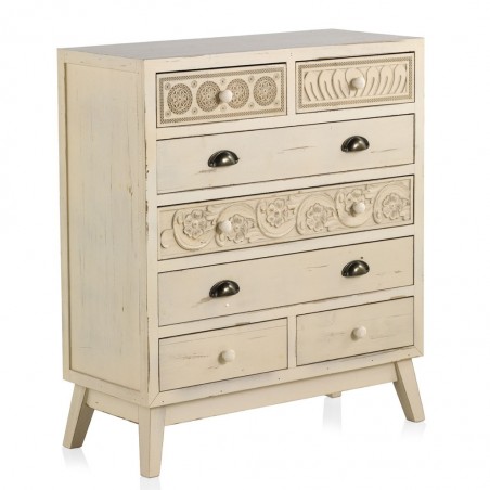 Cómoda retro 76x30x74h madera abeto tallado