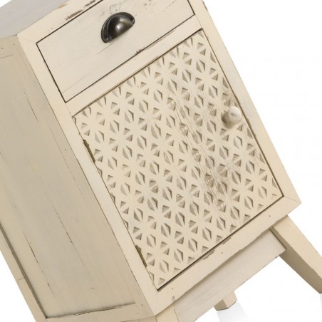Mesilla retro cajón y puerta 40x30x68h madera abeto tallado