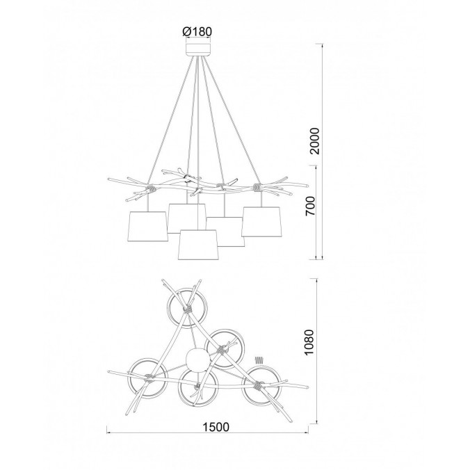 Lámpara de techo 5 luces serie Sabina