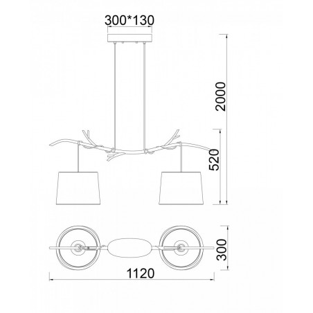 Lámpara de techo 2 luces serie Sabina