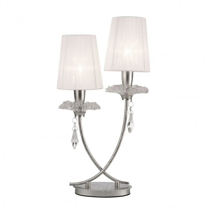 Lámpara de mesa estilo clásico SOPHIE plata 2 luces
