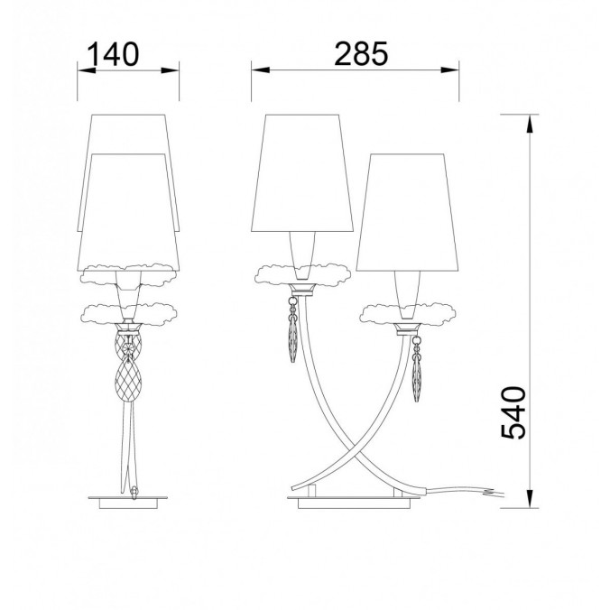 Lámpara de mesa estilo clásico SOPHIE plata 2 luces