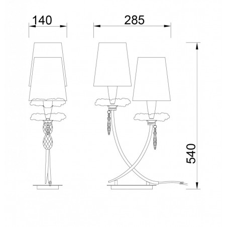 Lámpara de mesa estilo clásico SOPHIE plata 2 luces