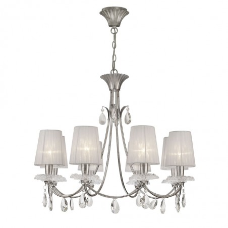 Lámpara de techo estilo clásico SOPHIE plata 8 luces