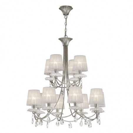 Lámpara de techo estilo clásico SOPHIE plata 12 luces