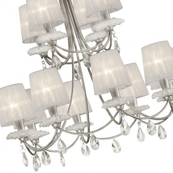 Lámpara de techo estilo clásico SOPHIE plata 12 luces