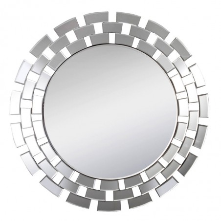 Espejo redondo 90cm con marco de cristales rectangulares