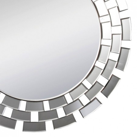 Espejo redondo 90cm con marco de cristales rectangulares