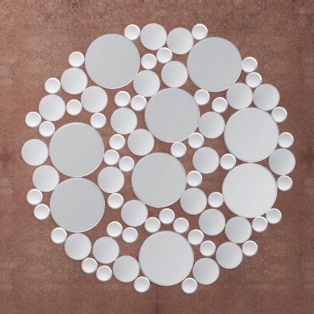 Espejo redondo 98cm formado por pequeños cristales