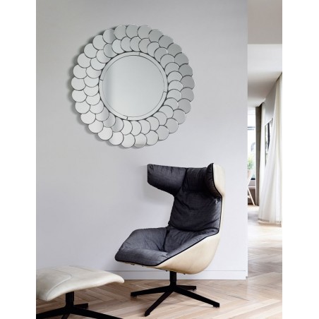 Espejo redondo 90cm marco espejos apilados