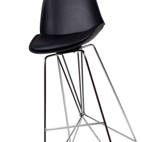 Taburete alto BRETT polipiel negro y acero