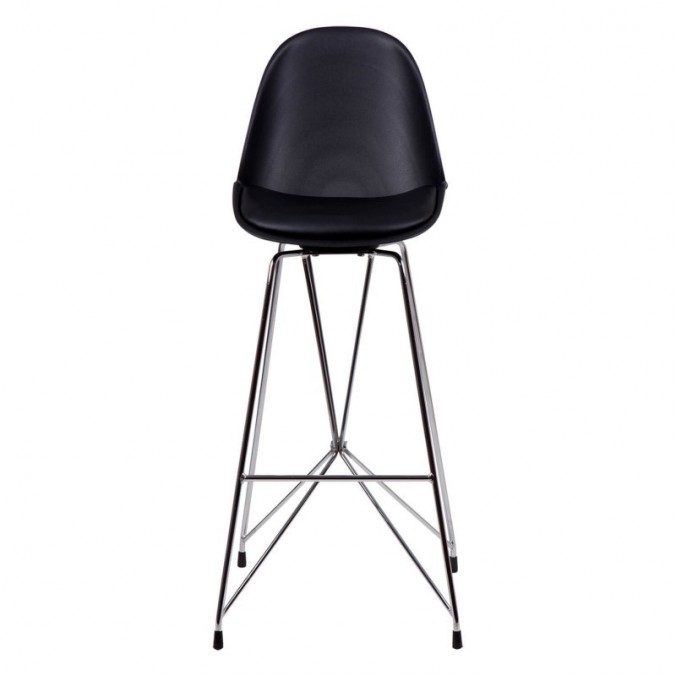 Taburete alto BRETT polipiel negro y acero