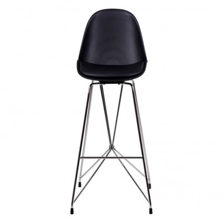 Taburete alto BRETT polipiel negro y acero